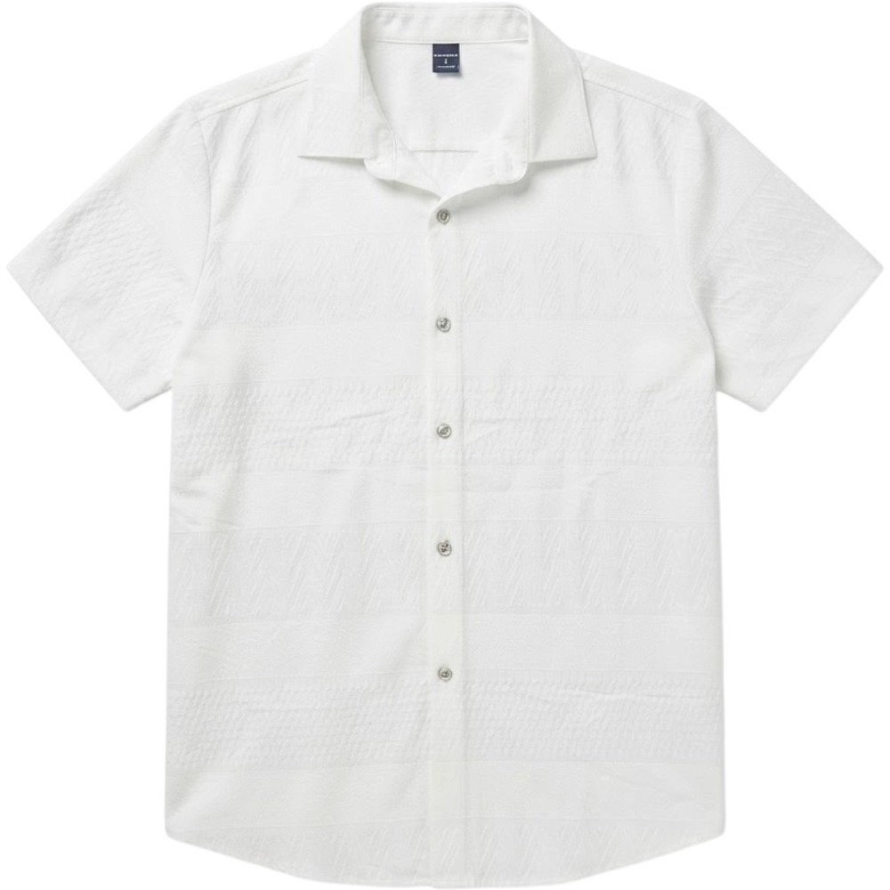 Manfinity Shirt Mens Large White Textured Geometric Short Sleeve Button Up